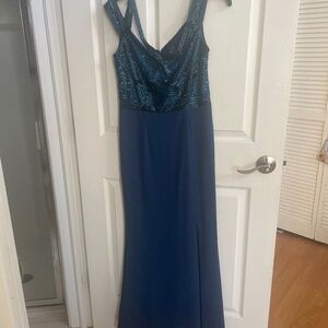 Peacock blue gown